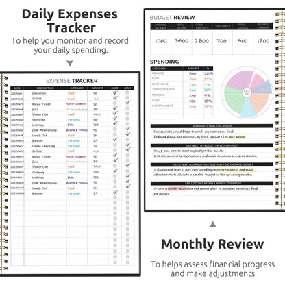 Budget Planner - Monthly Budget Book with Expense Tracker Notebook, Undated Bill Organizer & Finance Planner to Take Control of Your Money, 2024-2025 Account Book to Manage Your Finances-Black