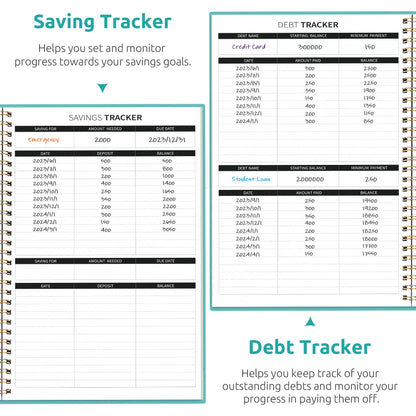 Budget Planner - Monthly Budget Book with Expense Tracker Notebook, Undated Bill Organizer & Finance Planner to Take Control of Your Money, 2024-2025 Account Book to Manage Your Finances-Black