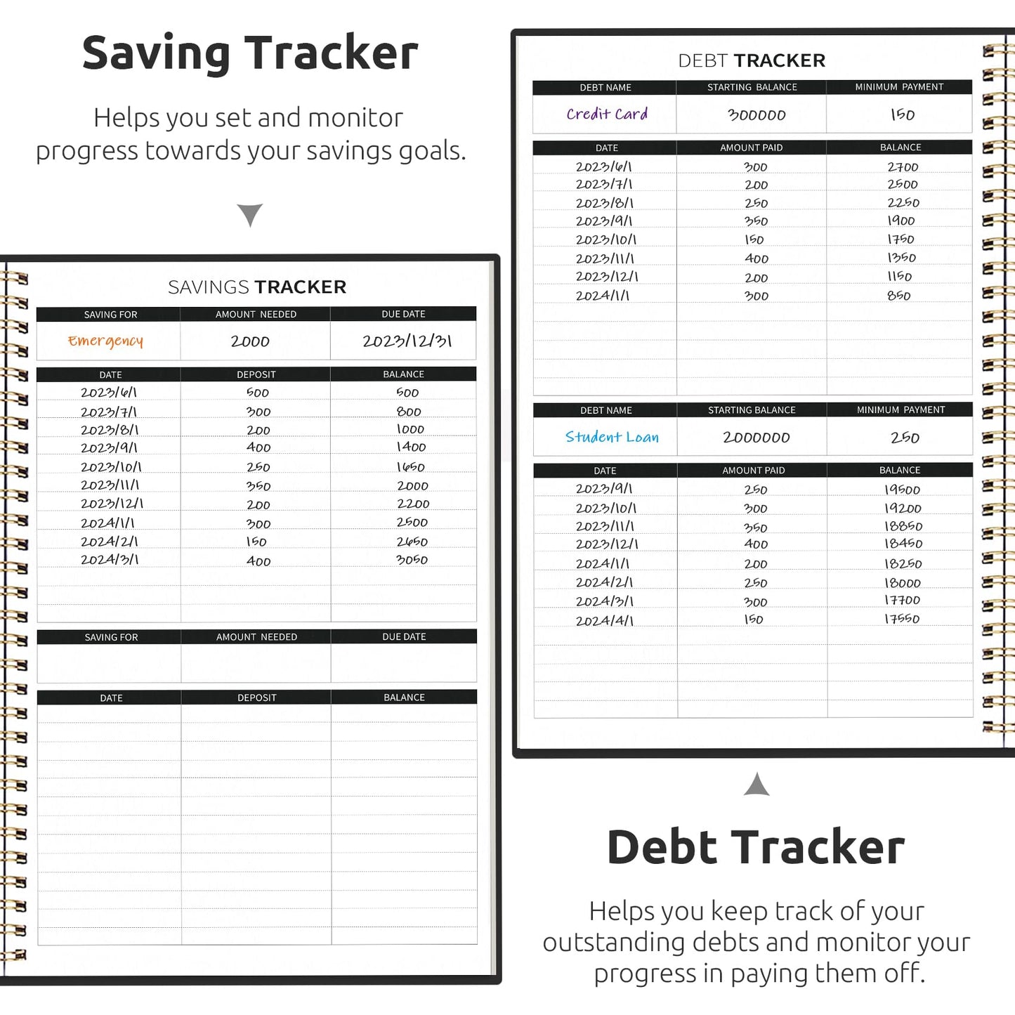 Budget Planner - Monthly Budget Book with Expense Tracker Notebook, Undated Bill Organizer & Finance Planner to Take Control of Your Money, 2024-2025 Account Book to Manage Your Finances-Black